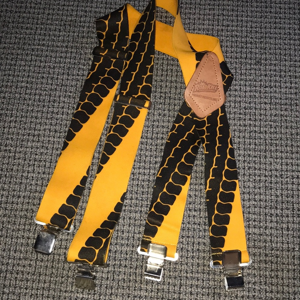Yellow and Black Patterned Men's Suspenders by